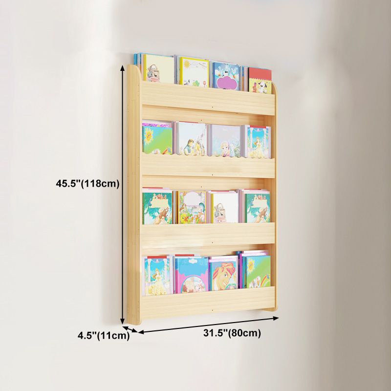 Contemporary Style Bookshelf Solid Wood Wall Mounted Bookcase for Home Office