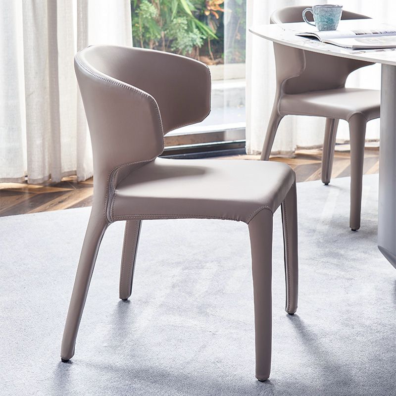 Faux Leather Dining Chairs Industrial Wingback Side Chair for Dining Room