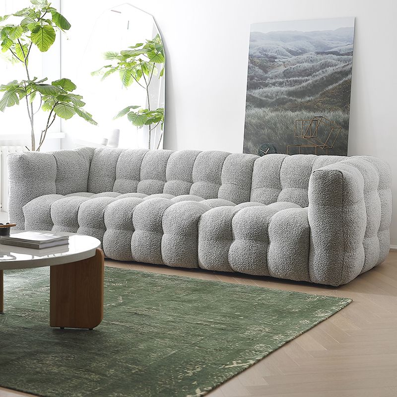 Beige and Gray Standard Seating Tuxedo Arm Sofa Biscuit Back for Apartment