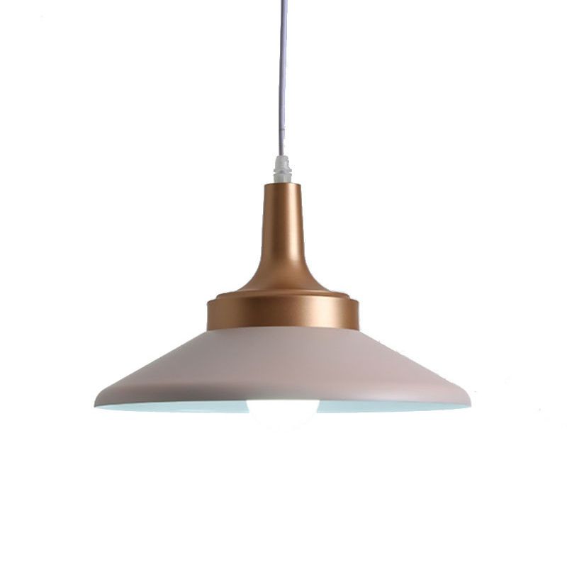 Untertassenformhängung Licht minimales Metall 1-Kopf-Rosa-Finish-Deckenhänge, 12 "/14" Breite
