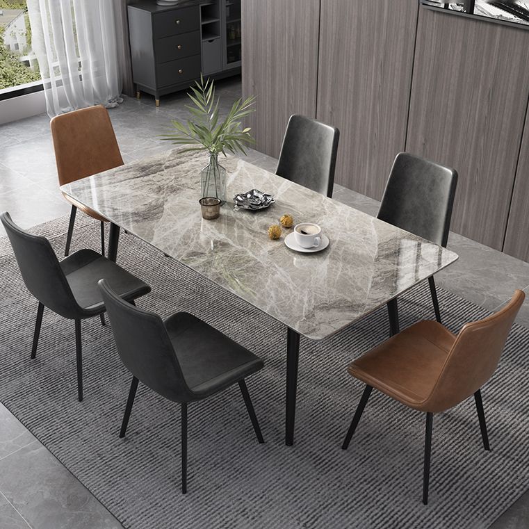 Industrial Style Sintered Stone Dining Table Rectangle Table with 4 Legs for Dinning Room