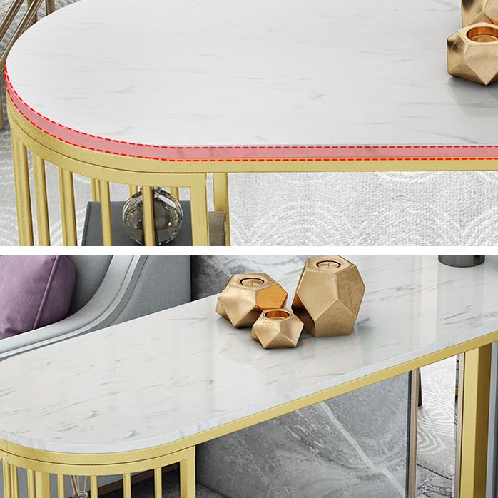 Glam Style Bar Table Faux Marble Double pedestal Bar Dining Table for Living Room
