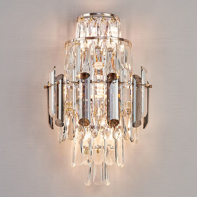 Geometric Shape Crystal Wall Sconces Modern Multi-Lights Wall Mount Light Fixture in Gold