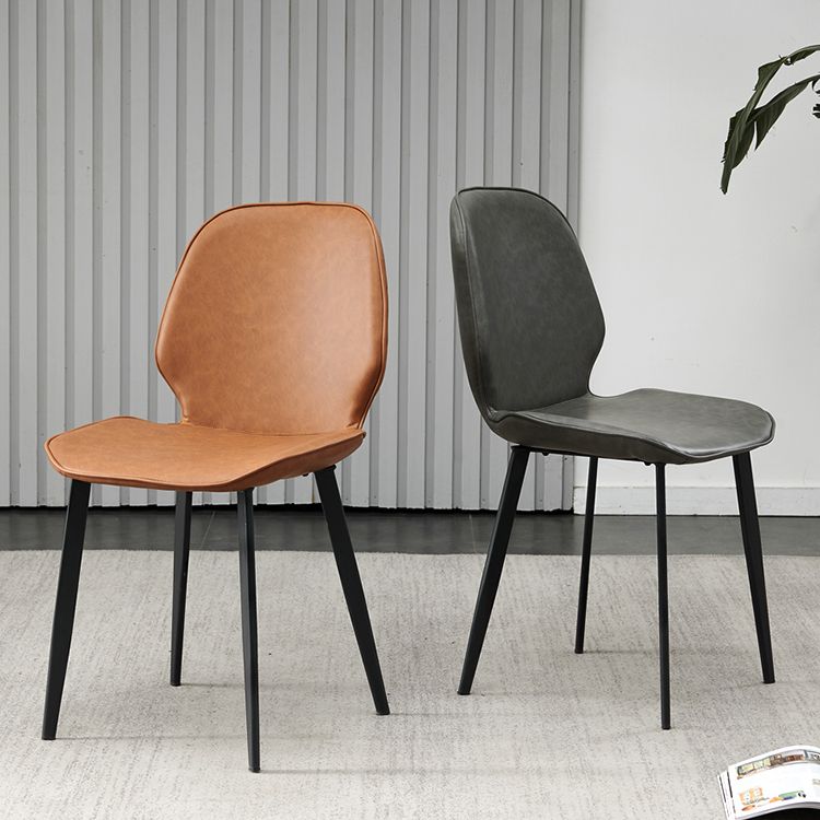 Silla de comedor de metal industrial, sillas de comedor de cuero sintético para uso en restaurantes