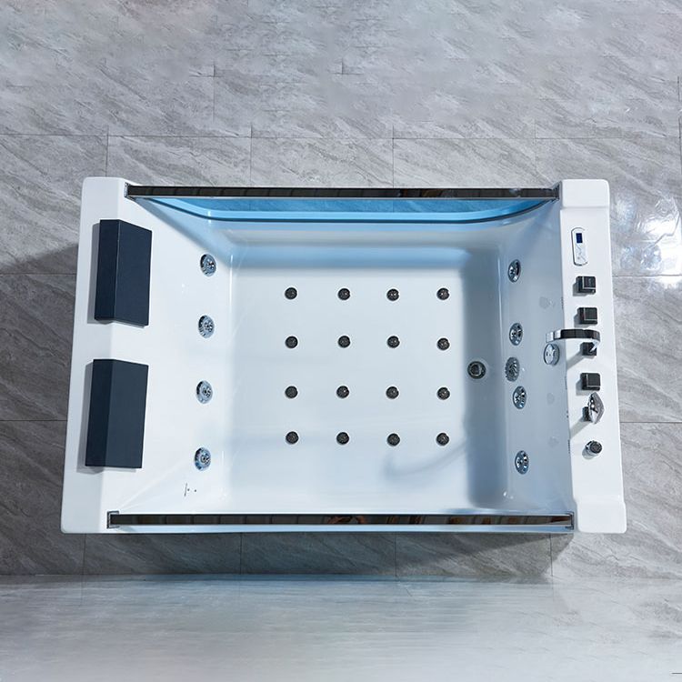 Modern Acrylic Bath Freestanding Soaking White Rectangular Bathtub