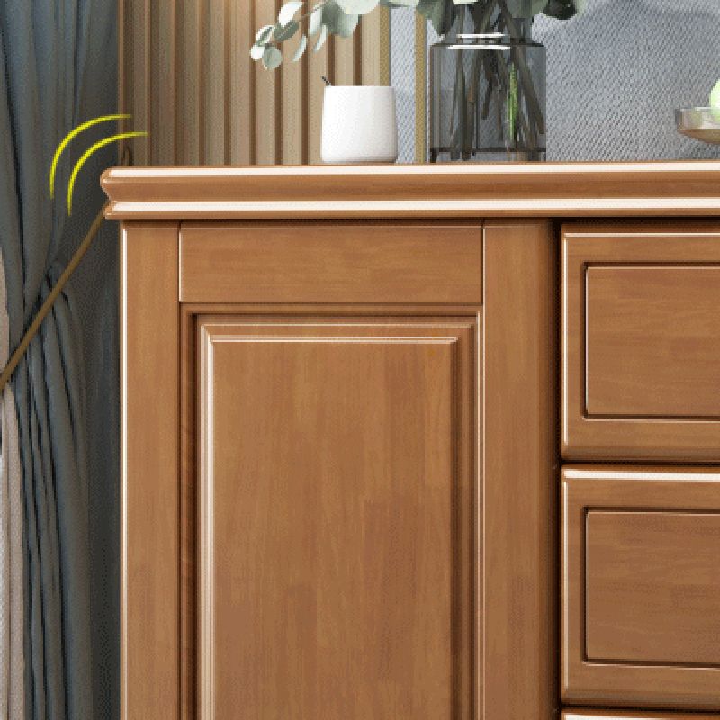 Rubberwood Accent Cabinet with Drawers Contemporary Storage Cabinet
