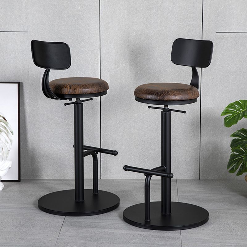 Scandinavian Metal Barstool Faux Leather Counter Stool With 4 Legs in Matte Finish