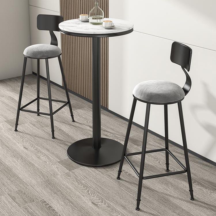 Scandinavian Low Back Footrest Barstool Matte Finish Velvet Counter Stool