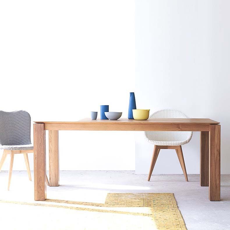 Modern 4 Legs Pedestal Dining Table Pine Wood Table for Dining Room