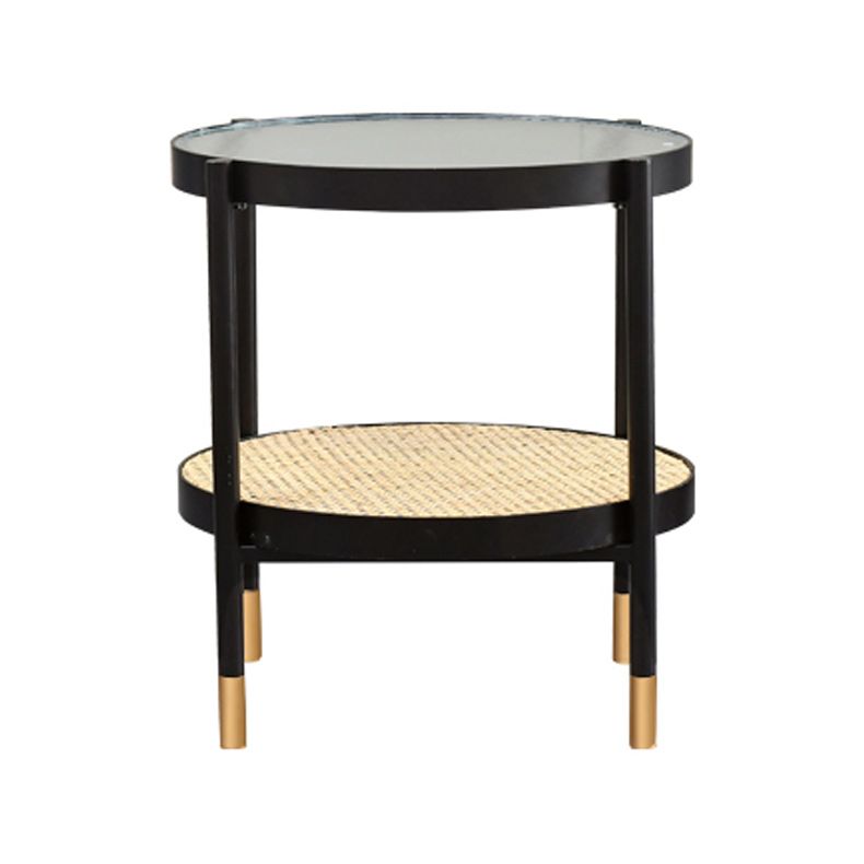 Modern Clear Glass Coffee Table with Storage Round 4 Legs Cocktail Table Set