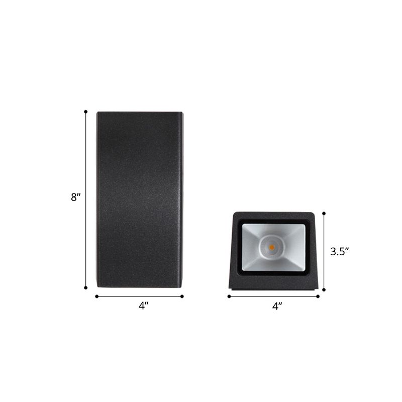Rectangular LED Wall Lighting Ideas Minimalist Metal Terrace Wall Mount Light in Black