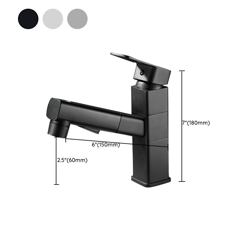 Bathroom Faucet Pull-out Lever Handle Single Hole Washroom Faucet