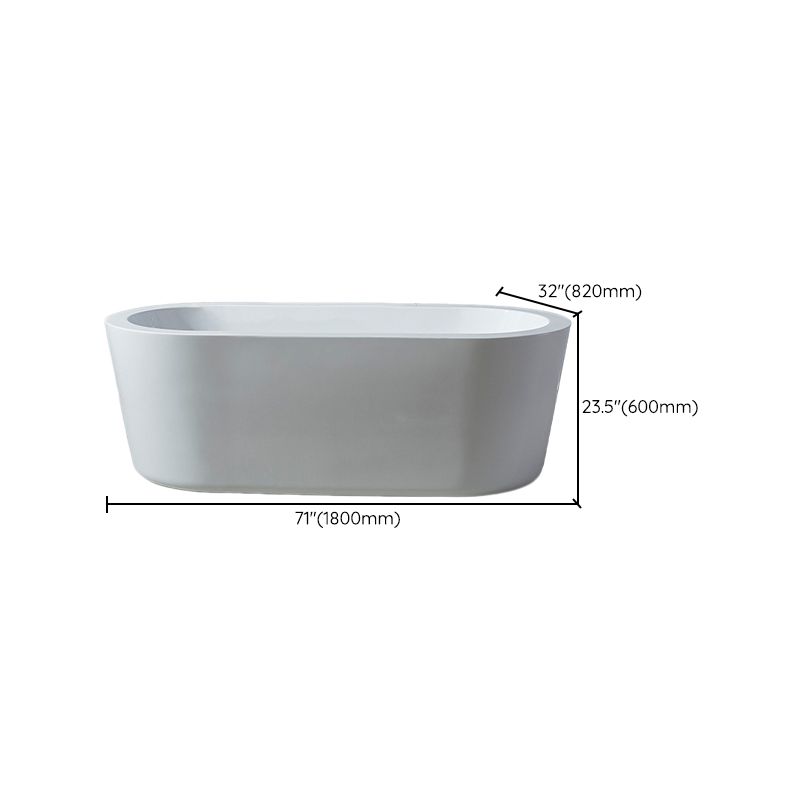 Modern Oval Stand Alone Bath Back to Wall Acrylic Soaking Bathtub