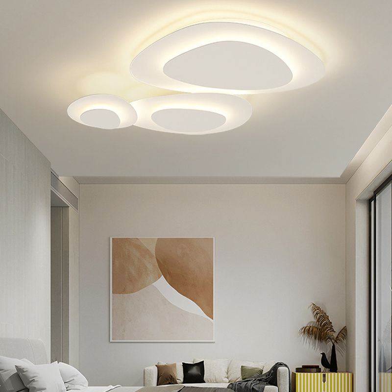 Nordic White Flush Mount Multi-Layer LED Ceiling Light Fixture for Living Room
