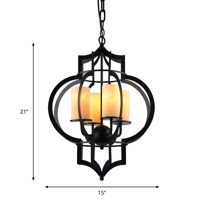 4 luci lampada a sospensione con cornice lanterna campagna nera finitura il lampadario metallico