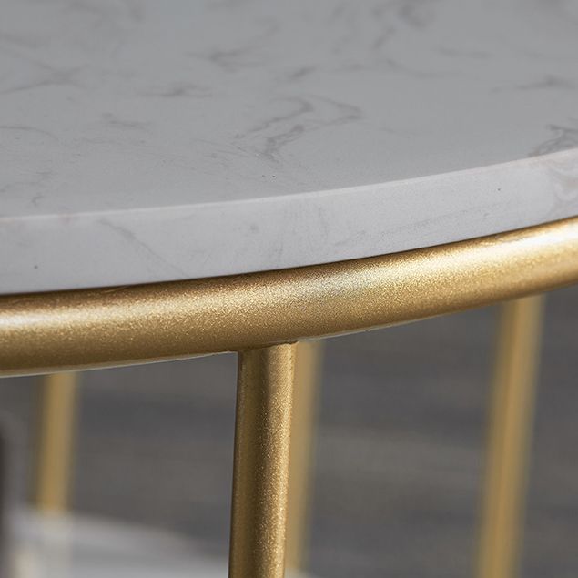Oval Top Coffee Table Steel Sled Base Cocktail Table with Shelf