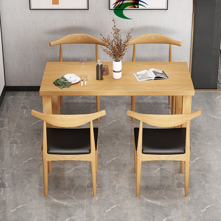 Traditional Dining Table Set 1/2/5 Pieces Rectangle Solid Wood Natural Dinette Set