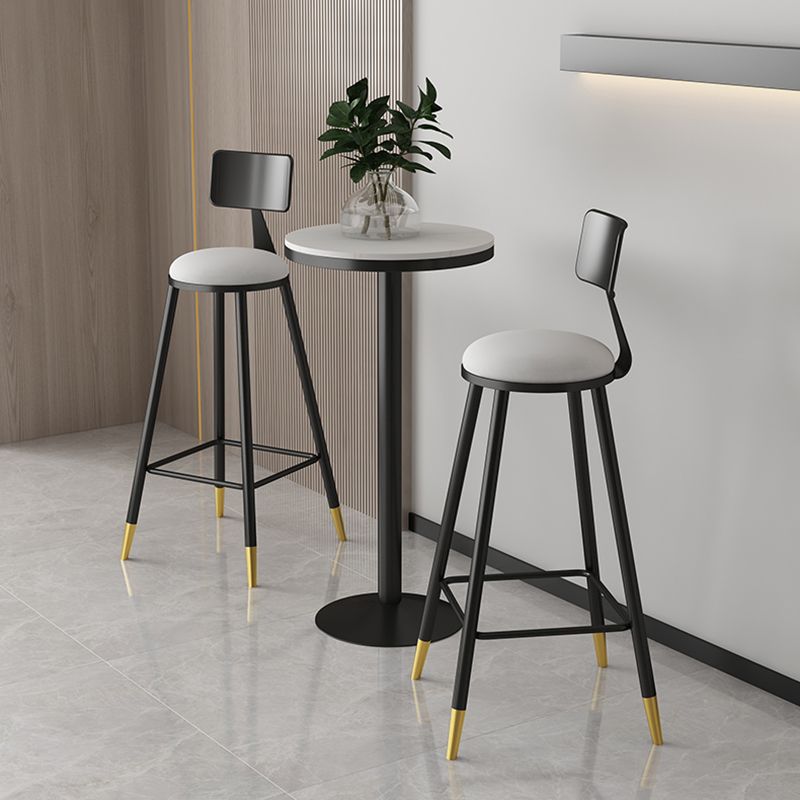 Modern Armless Backrest Counter Stool Iron Couture Bar Stool with Velvet Cushion and Pedal