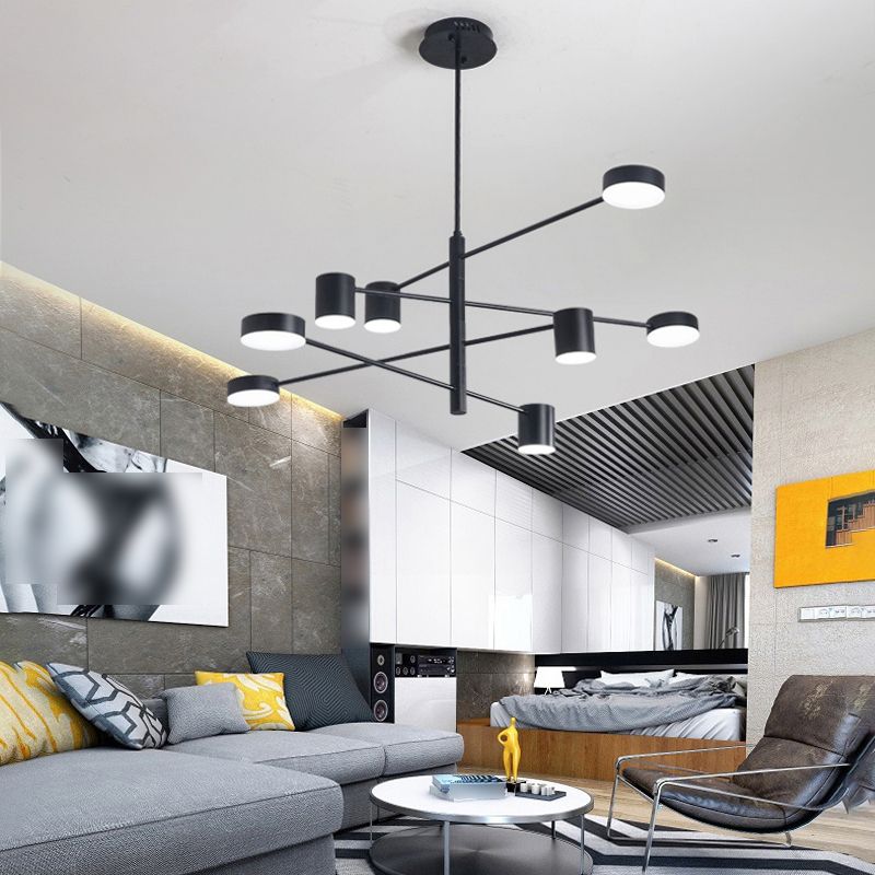 Contemporary Style Cylinder Shape Pendant Chandeliers Metal Hanging Light Fixtures