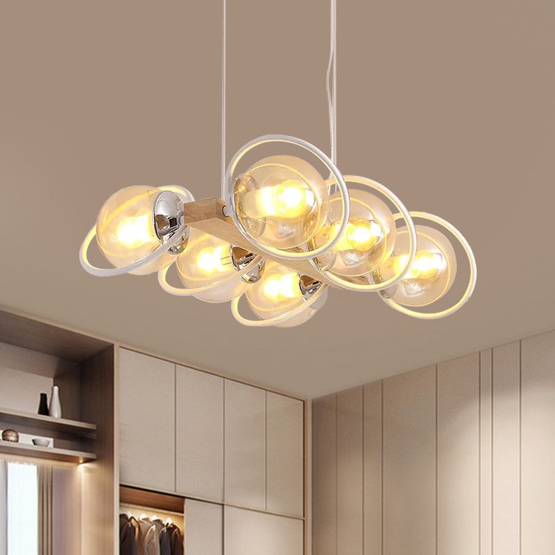 Cognac Bubble Shade Island Lighting 6/8/12 Lights Modern Glass Hanging Light Fixture for Dining Room