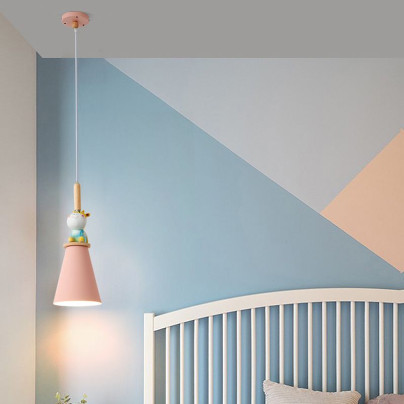 Metal Cone Shape Hanging Lights Modern Style 1 Light Hanging Mount Fixture for Bedside