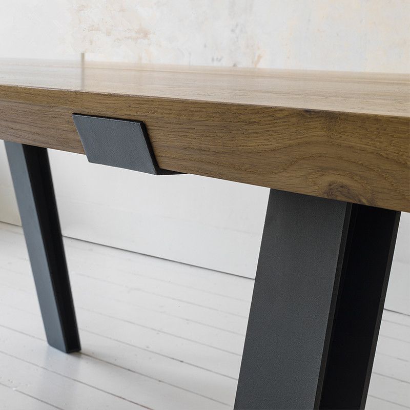 Metal and Wood Table Mid-Century Modern Style Minimalist Home Rectangular Dining Table
