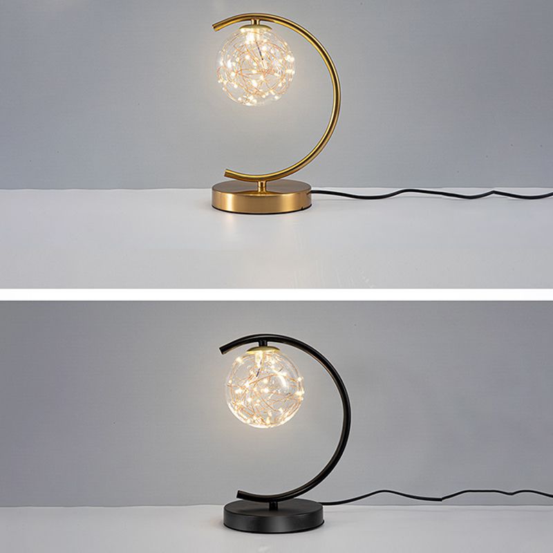 Modern Style Spherical Shape Table Light Glass 1 Light Nightstand Lamps for Bedside