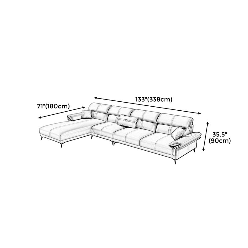 Contemporary Sewn Pillow Back Sofa 35.43"H Pillow Top Arm Sectional