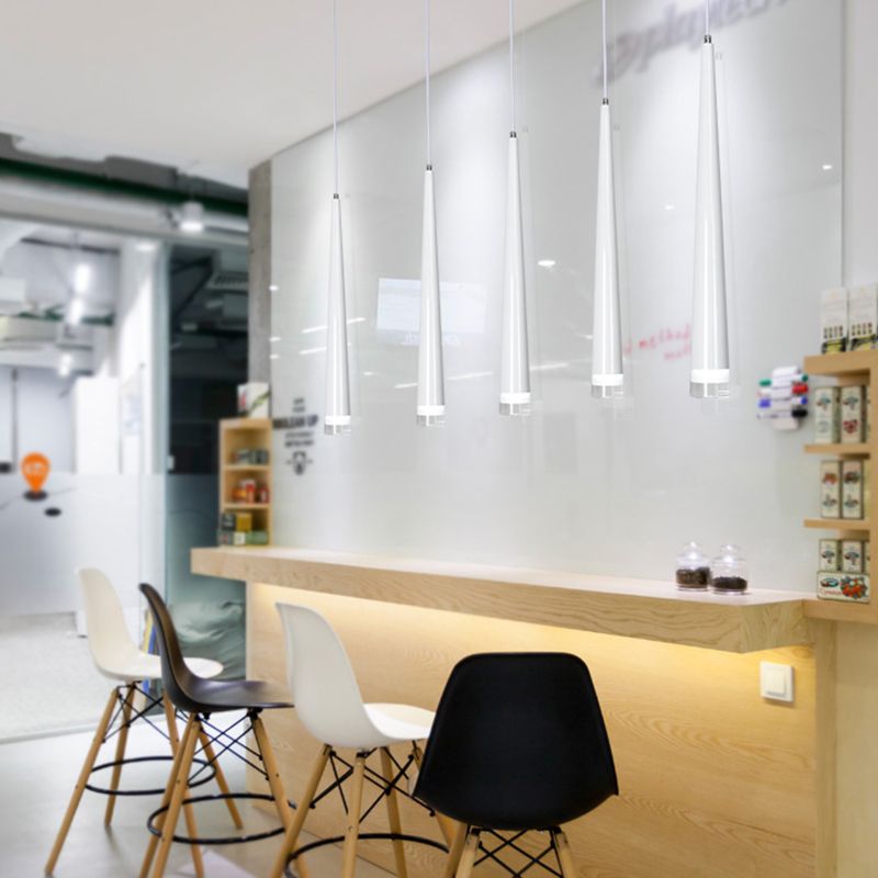 Minimalisme Conische led hangende licht moderne stijl lange kegelverlichtingsarmatuur met kristallen lampenkap