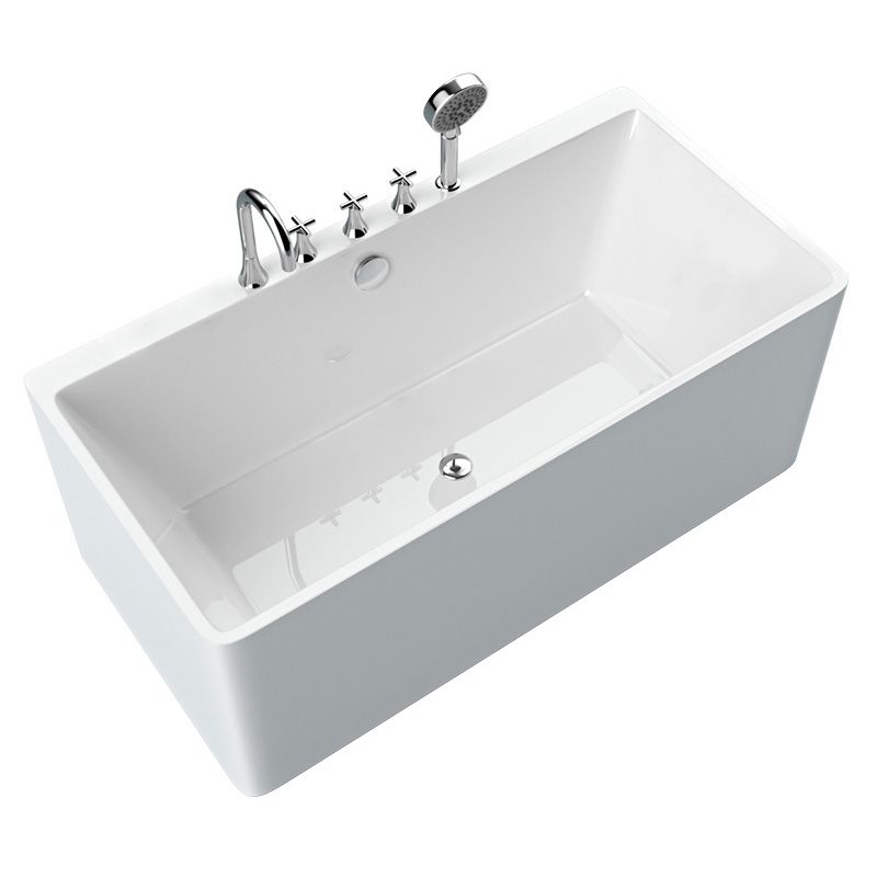 Rectangular Acrylic Soaking Bathtub Antique Finish Back to Wall Bath Tub