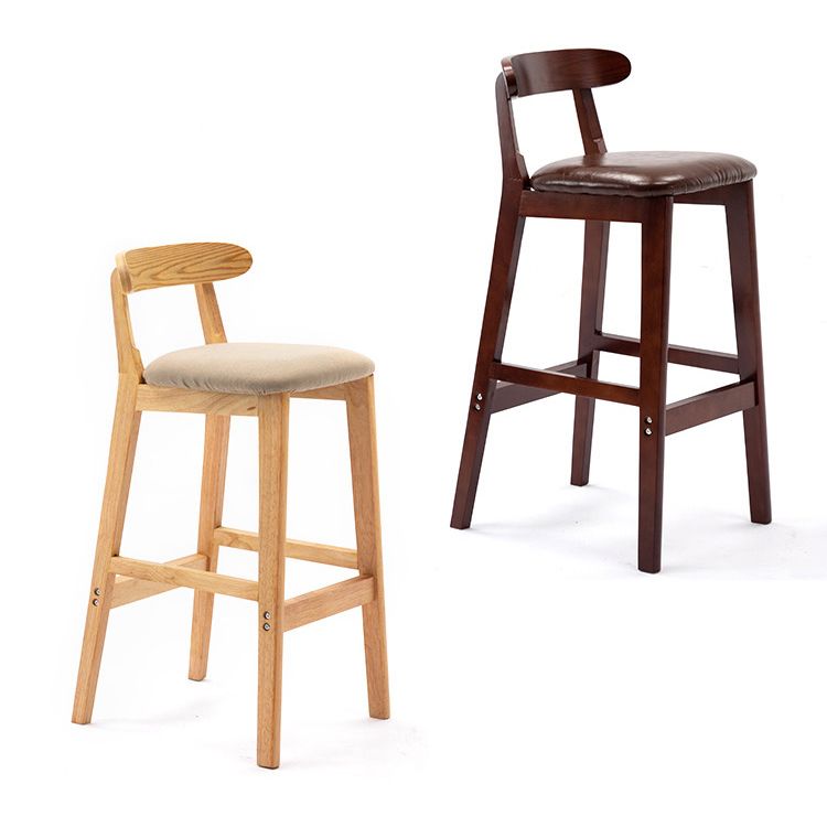 Scandinavian Rubberwood Upholstered Bar Stools Matte Finish Footrest Stool