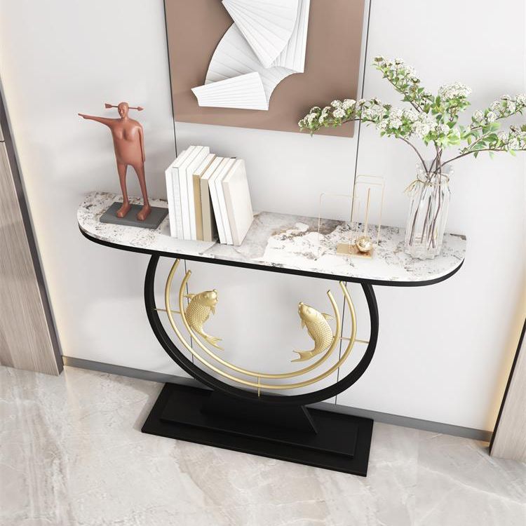 Glam Console Sofa Table Antique Finish Half Moon Console Table