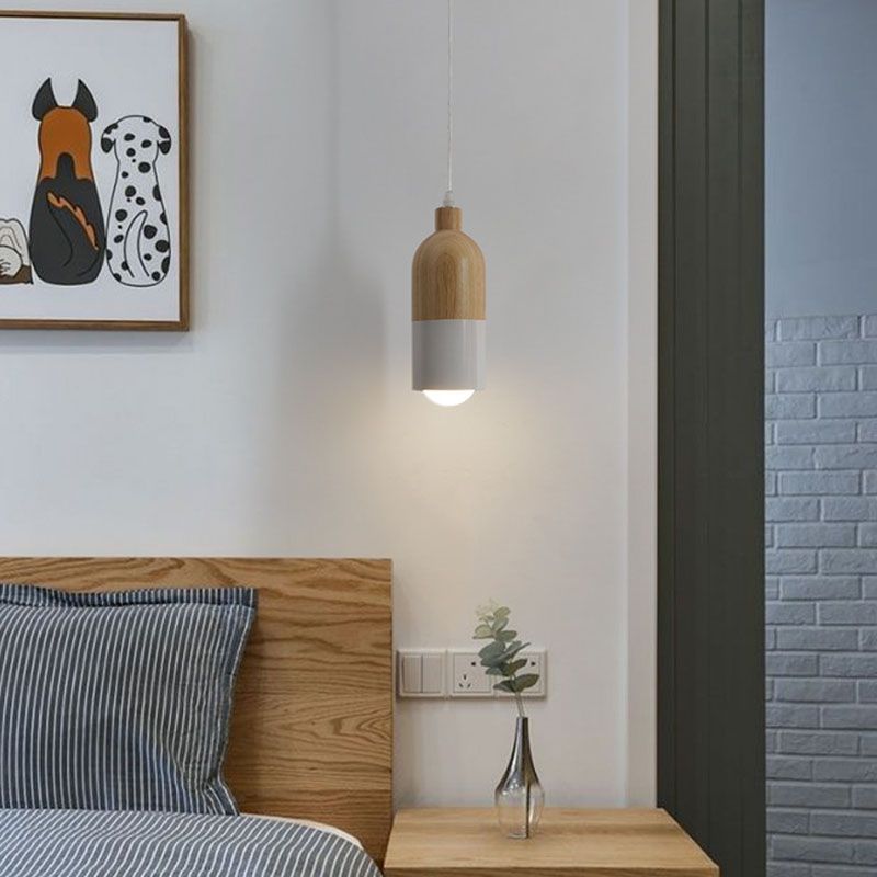 Modern Creative 1-Light Wall Lamp Wooden Geometric Wall Light for Bedroom