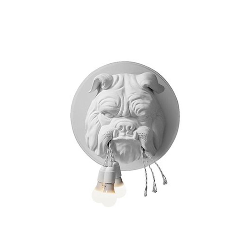 Bulldog Shaped Wall Light Fixture Nordic Resin 3 Heads Bathroom Sconce Lighting Fixture