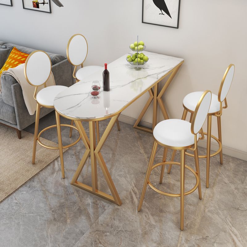 Glam 1/2/3/5 Pieces Sintered Stone Bar Table Set Fixed Table Counter Set for Dining Room