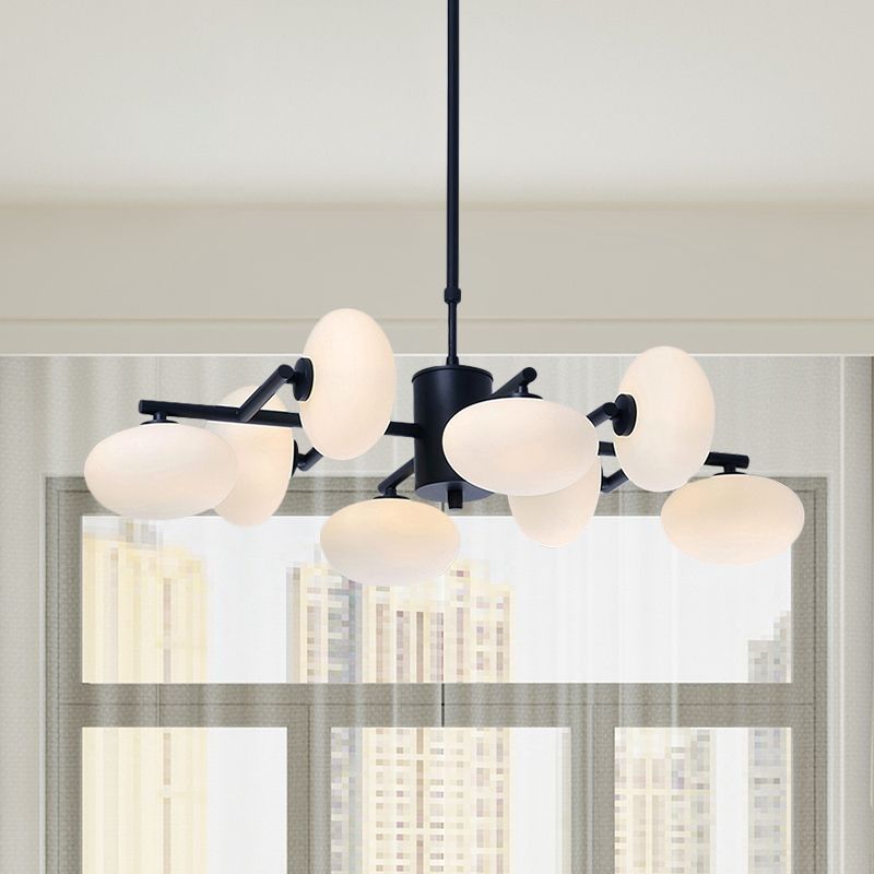 8/12 luci lampadario soggiorno con design ovale in vetro in vetro oro/kit lampada a led a led nero