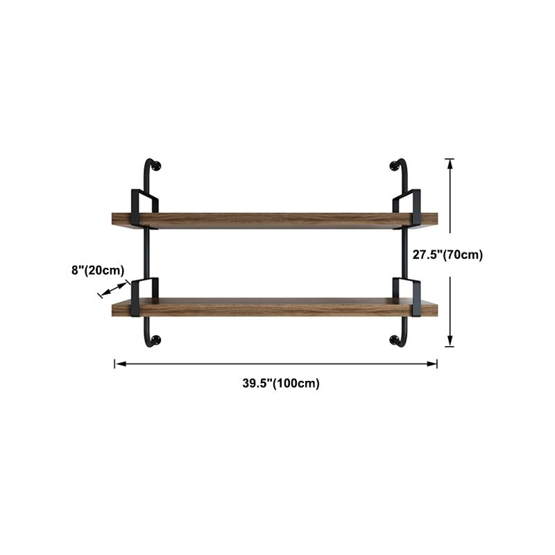 7.87" Wide Solid Wood Floating Shelf Industrial Wall Mounted Bookshelf