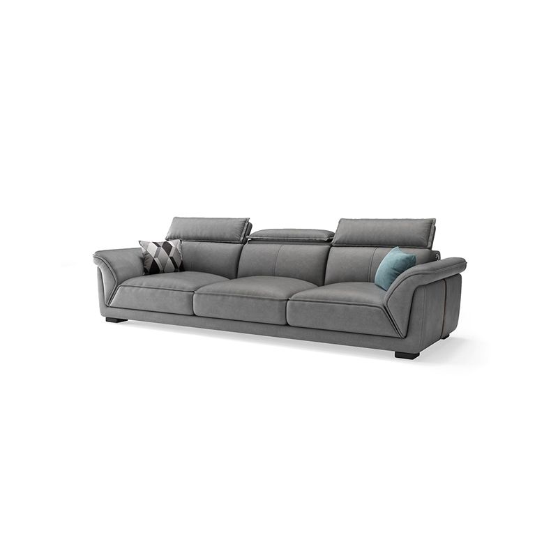 Divano sezionale moderno in pelle finta 33,46 "divano e chaise del braccio svasato, grigio