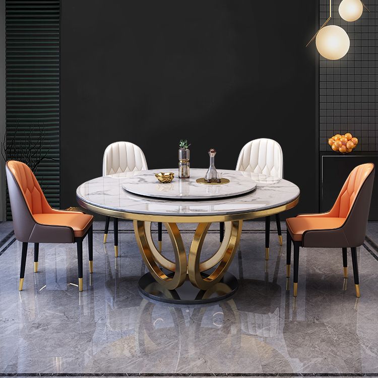 Metal Modern Round Indoor Table Sintered Stone Table for Kitchen and Dining Room