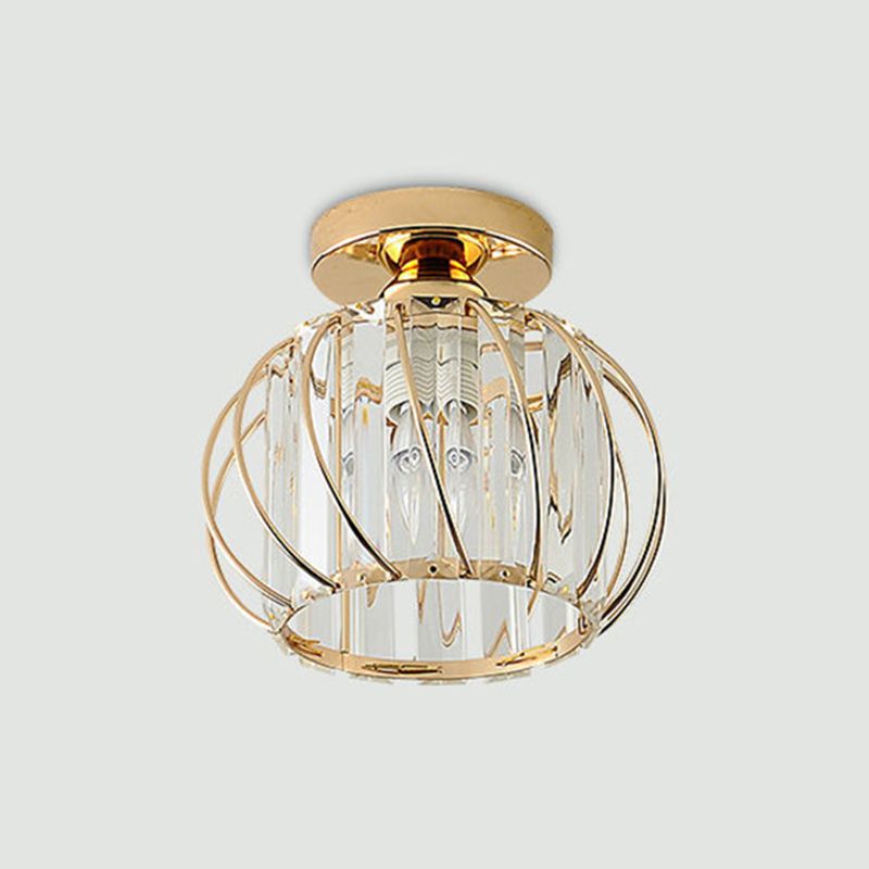 Modernism Ceiling Lighting Single Light Flush Mount Fixture with Crystal for Corridor