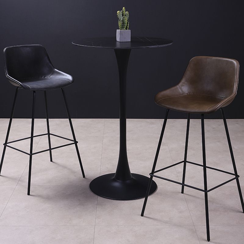 Industrial Metal Legs Faux Leather Indoor Bar Stool with Footrest