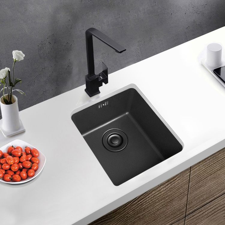 Black Stainless Steel Sink Single Bowl Undermount Sink with Basket Strainer