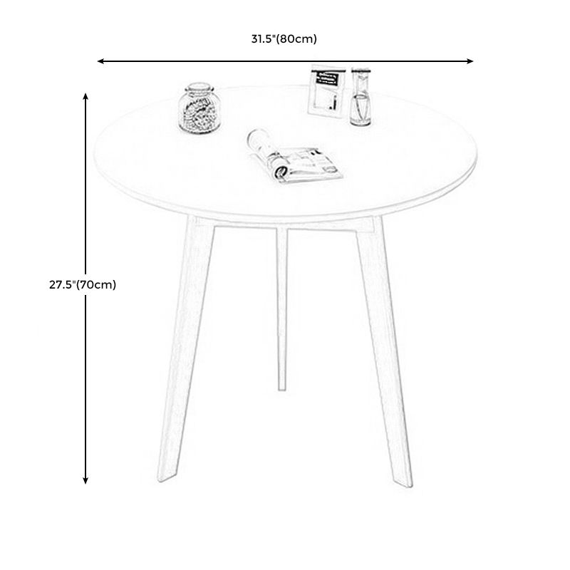 Wood Living Room Side Table Round 3 Legs End Table in White/Natural