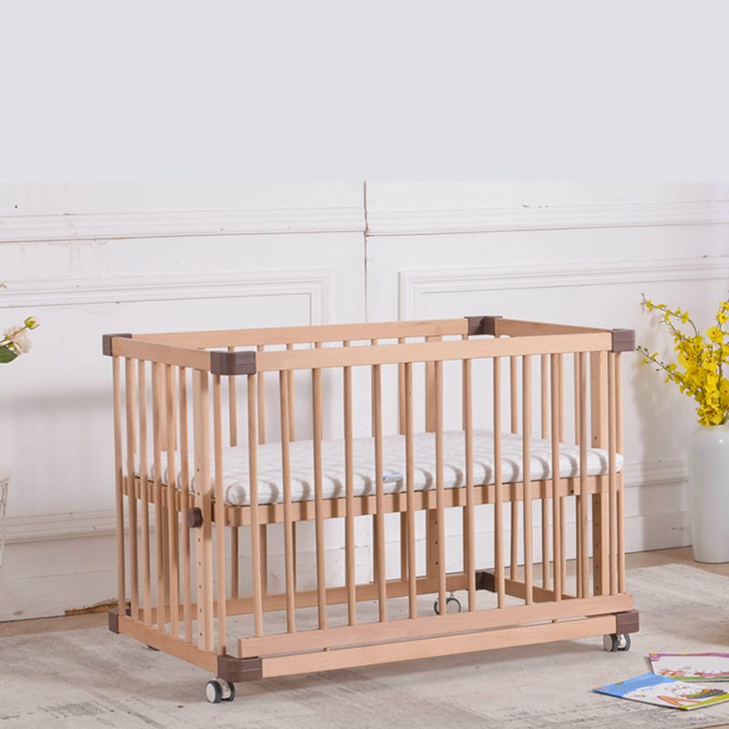 Wooden Pure Color Nursery Crib Scandinavian Crib with Storage