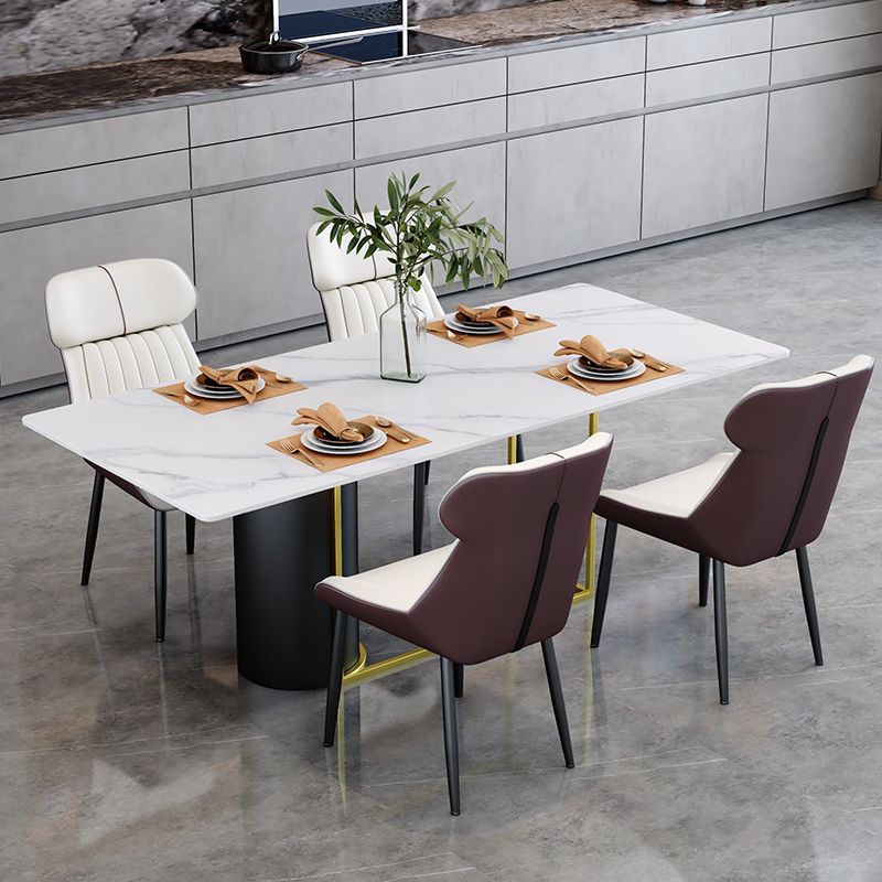 Nordic 1/5 Pieces Dining Set Rectangle Stone Dining Table for Living Room