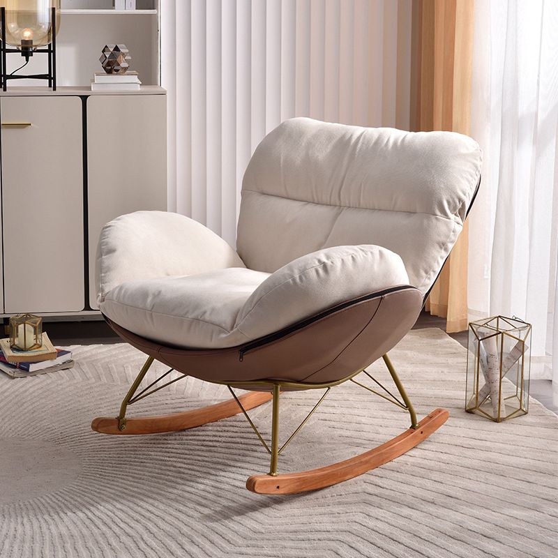 Glam Rocker Chair Upholstered Antique Finish Rocking Chair with Light Legs