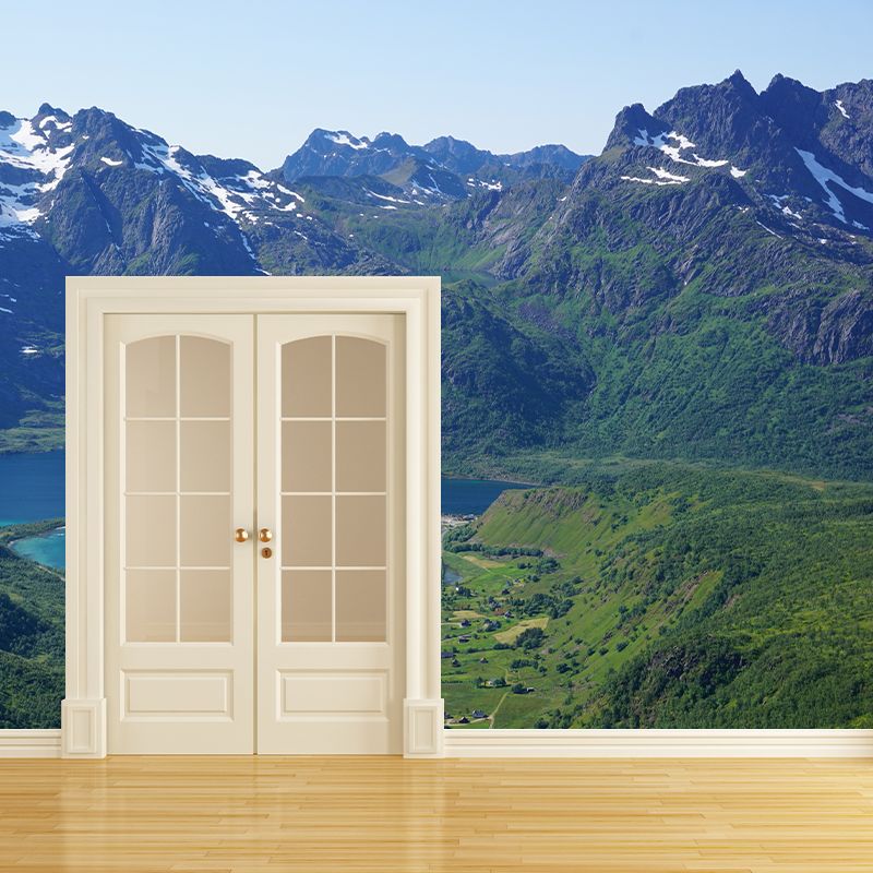Beautiful Mountain Landscape Mural Wallpaper Mildew Resistant Wall Covering for House Interior