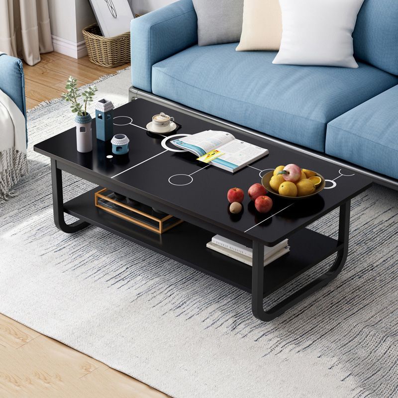 Wood Modern Double Pedestal Coffee Table Rectangle Table, 39.4"/47.2"