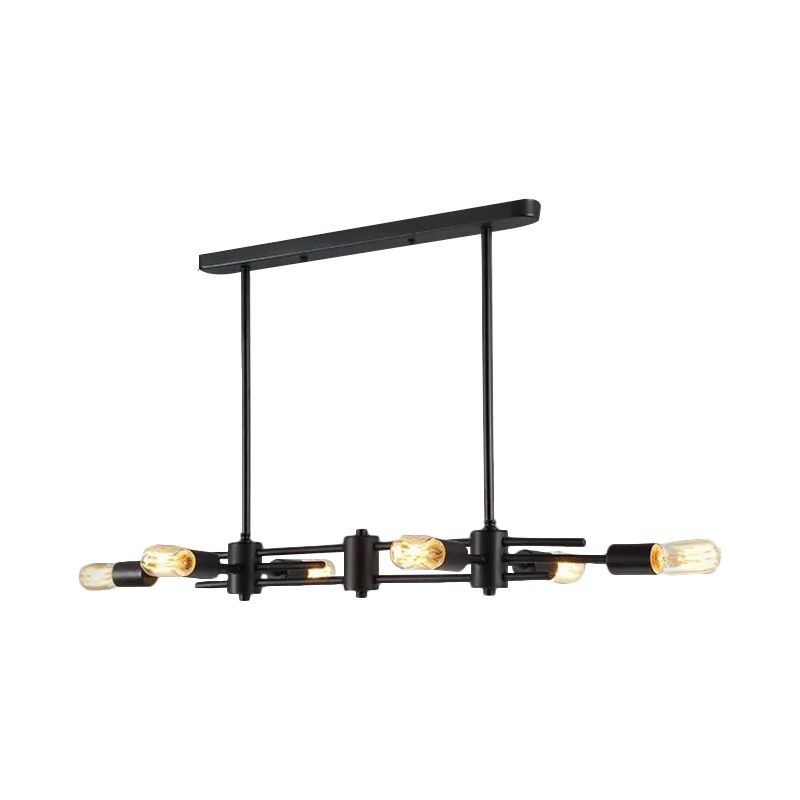 RESTAURANTE Bombilla expuesta Candelera colgante Metálica 6/8 luces Moderna Black Island Light