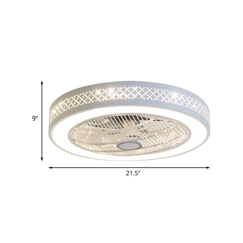 21,5 "W Metall weiße Deckenlüftungslampe Runde LED Einfache Halbflush Mount Light für Wohnzimmer